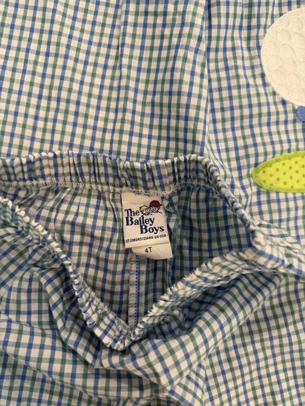 The Bailey Boys Golf Pillowcase Short Set Blue Green Gingham 4T Preppy NWT